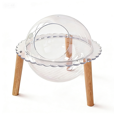Acrylic Space Capsule Cat Bed Transparent Semi Enclosed