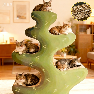 Corrugated Cardboard Cat Scratcher and Vertical Cat House