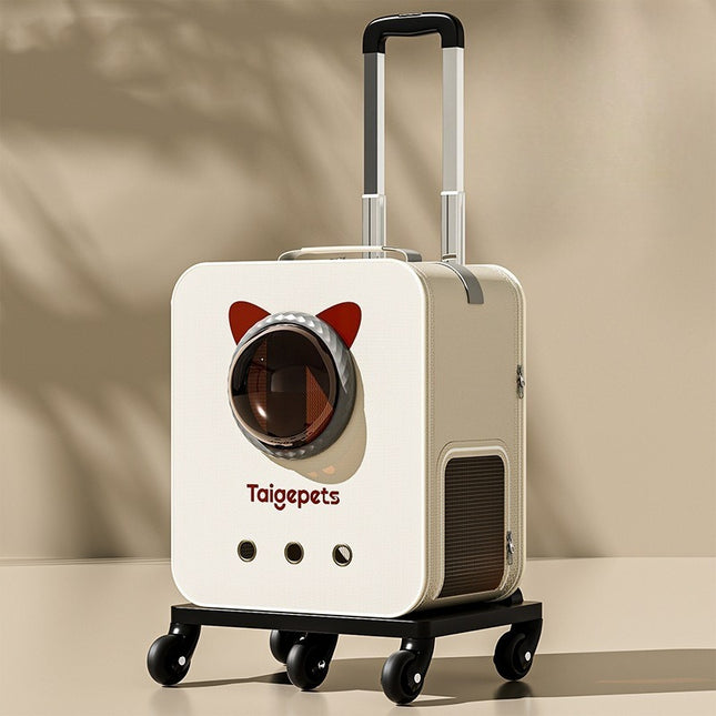 Expandable Pet Carrier Backpack with Wheels for Cats and Small Dogs