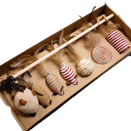 Feather Cat Teaser Wand Set