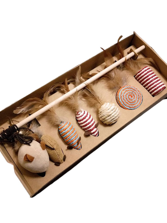 Feather Cat Teaser Wand Set