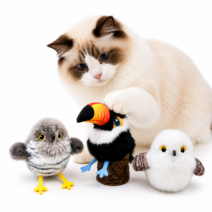 [BOGO] Interactive Chirping Bird Cat Toy - Buy 1 Get 1 FREE | Motion-Activated Flapping Wings & Realistic Sounds for Indoor Play