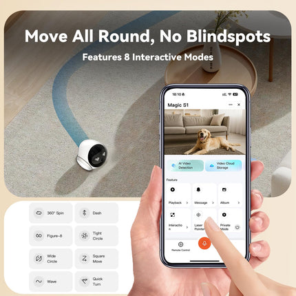 AI Smart Movable Pet Camera - 360° Mobile Robot Companion with Dual-Lens HD Video & Two-Way Talk