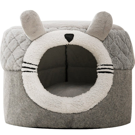 Insulated Enclosed 2-in-1 Pet Bed and Stool for Cats and Small Dogs
