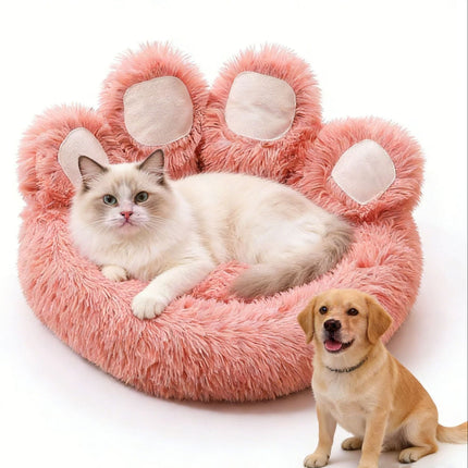 Cute Bear Paw Plush Pet Bed for Cats and Small Dogs