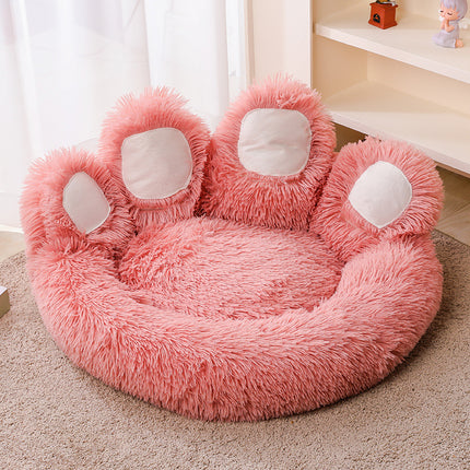 Cute Bear Paw Plush Pet Bed for Cats and Small Dogs
