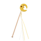 The moon teases the cat stick