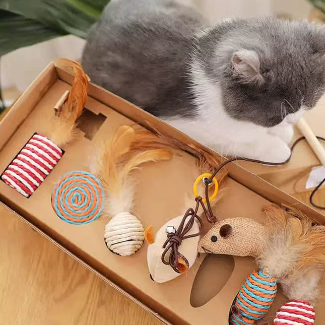 Feather Cat Teaser Wand Set
