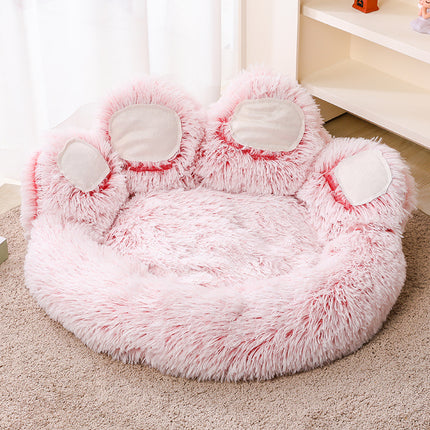 Cute Bear Paw Plush Pet Bed for Cats and Small Dogs