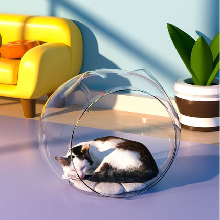 Transparent Space Capsule Cat Bed with Large Ventilated Design