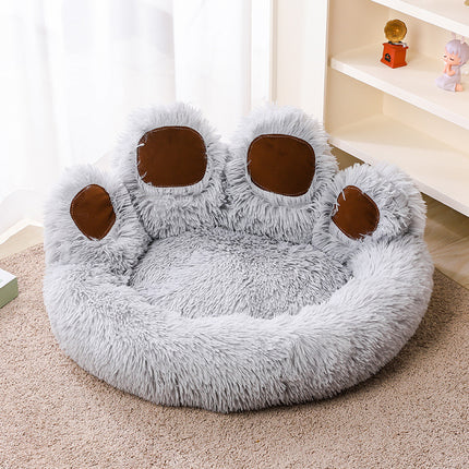 Cute Bear Paw Plush Pet Bed for Cats and Small Dogs