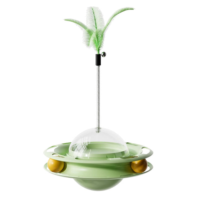 Interactive Wobble Cat Toy with Feather Wand