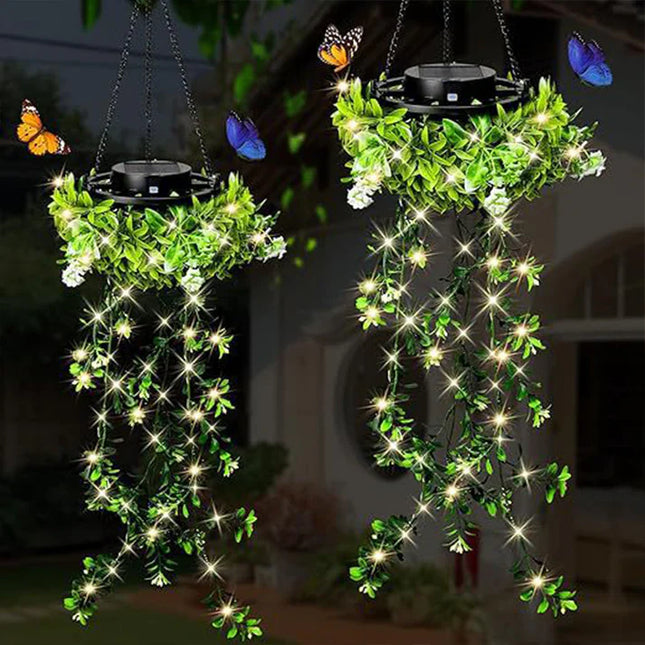 Solar-Powered Hanging Milan Grass Light – Lifelike Foliage, Auto On/Off, IP65 Waterproof