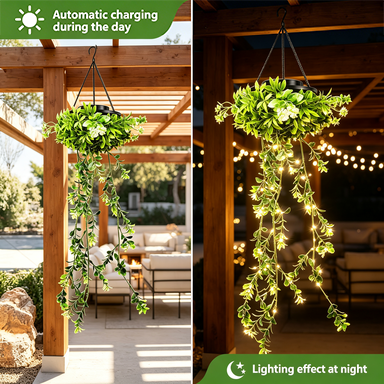 Solar-Powered Hanging Milan Grass Light – Lifelike Foliage, Auto On/Off, IP65 Waterproof