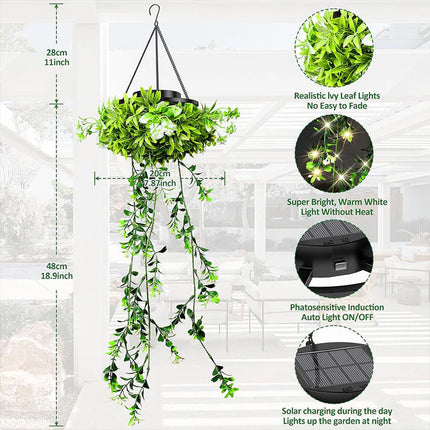 Solar-Powered Hanging Milan Grass Light – Lifelike Foliage, Auto On/Off, IP65 Waterproof