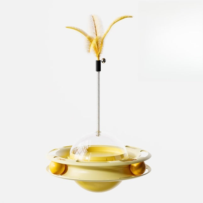 Interactive Wobble Cat Toy with Feather Wand